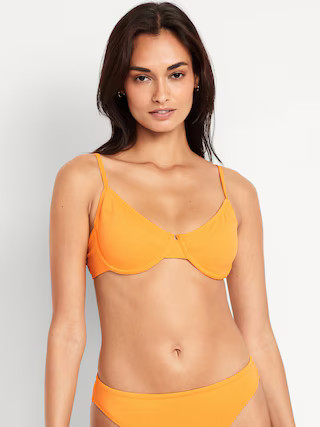 Textured Underwire Balconette Swim Top | Old Navy (US)