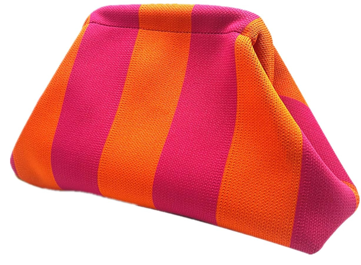 DIHKLCIO Clutch Purses for Women 2025 Summer Beach Woven Crochet Bag Dumpling Striped Ruched Clou... | Amazon (US)