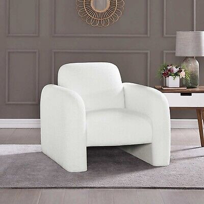 ACCENT ARMCHAIR THOMASVILLE LIVING ROOM CHAIRS MODERN WHITE BOUCLE COMFY CHAIR ~ | Bonanza (Global)