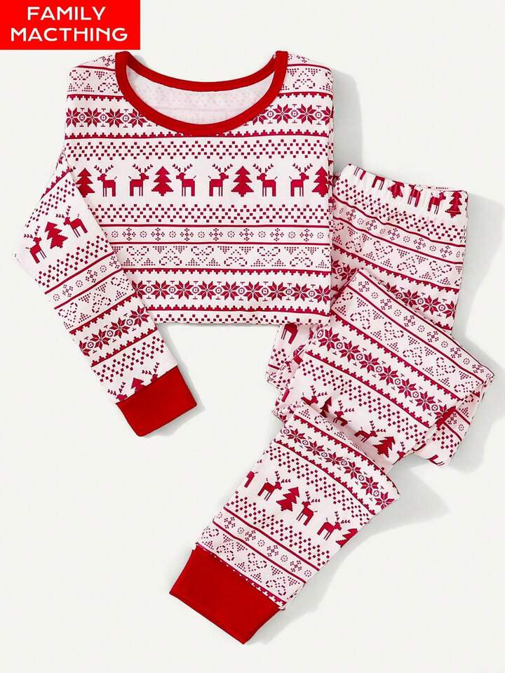 Tween Girl Christmas Pajamas, Christmas Costume, Holiday Party Family Matching Pajamas, Reindeer ... | SHEIN
