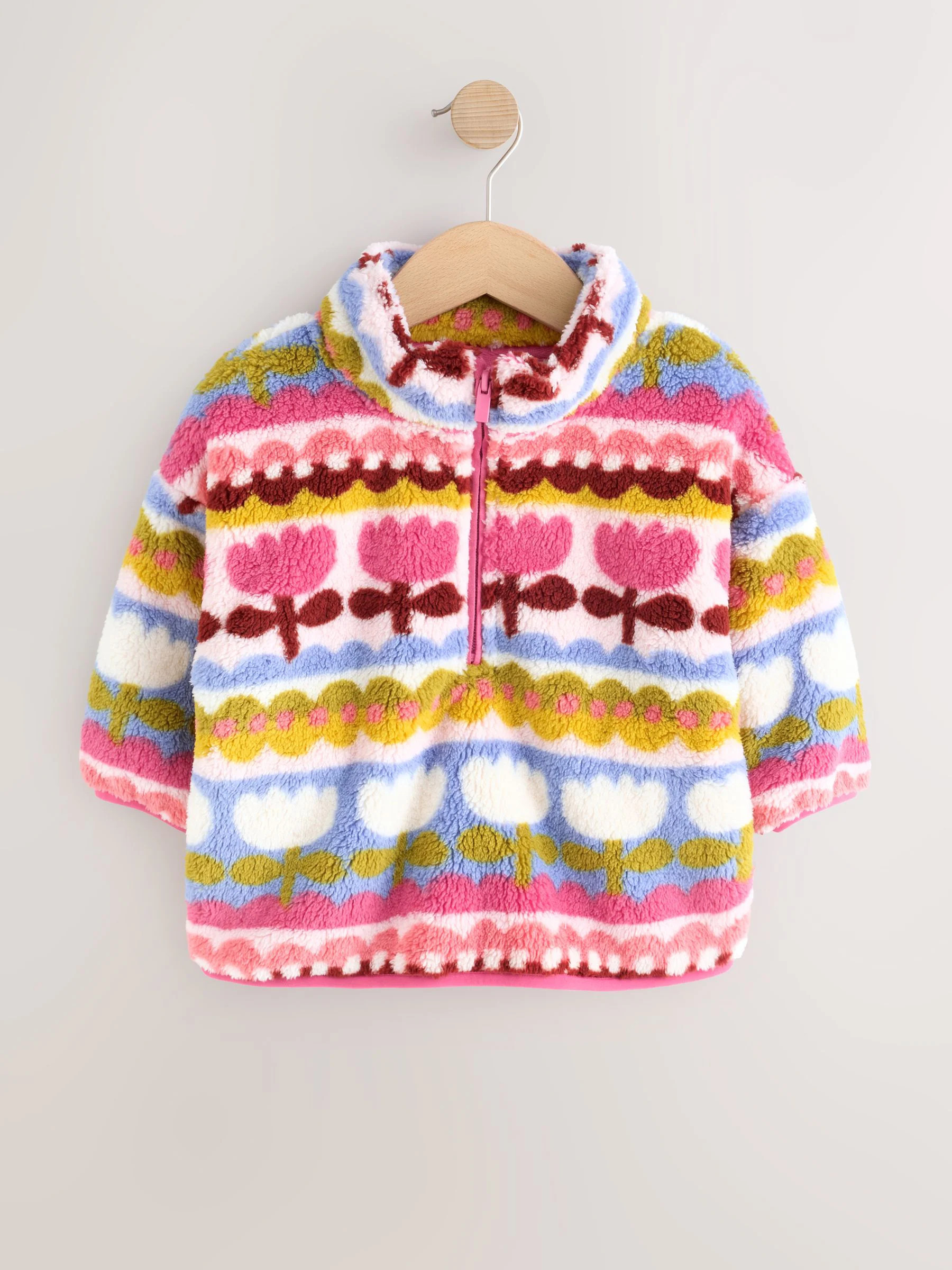 Next Pink/Blue Flowers Half Zip Fleece (3mths-7yrs) | Next US