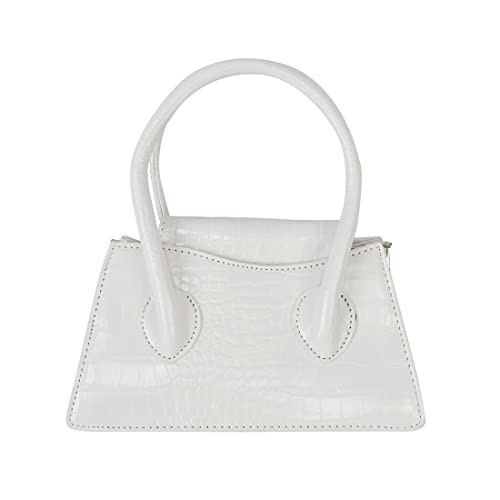 Cute Small Crossbody Purses for Women Girls Trendy Tiny Purse Top Handle Bag Crocodile Satchels Handbag White | Amazon (US)