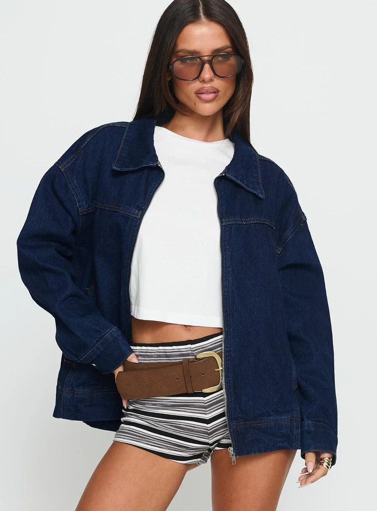 Goldsmith Denim Bomber Jacket Dark Wash | Princess Polly US
