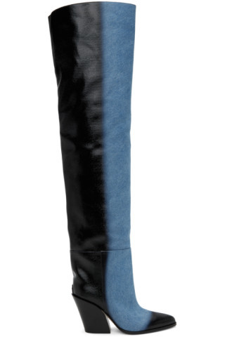 Jimmy Choo - Black & Blue Maceo 85 Boots | SSENSE