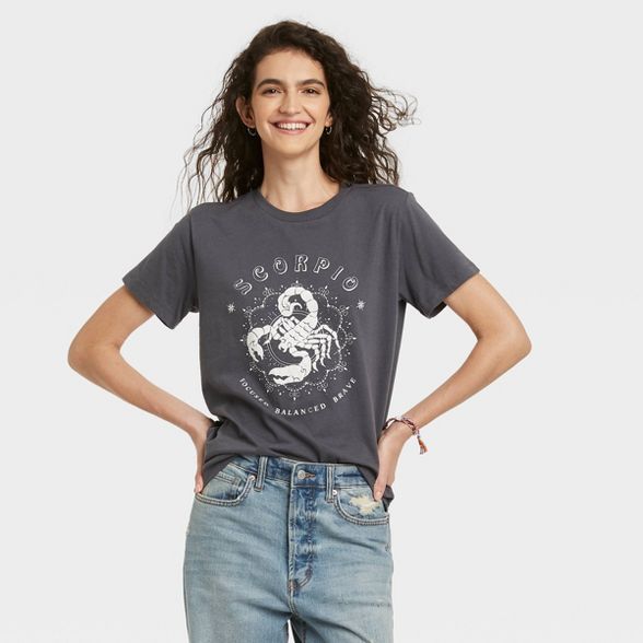 Women's Scorpio Zodiac Short Sleeve Graphic T-Shirt - Gray | Target