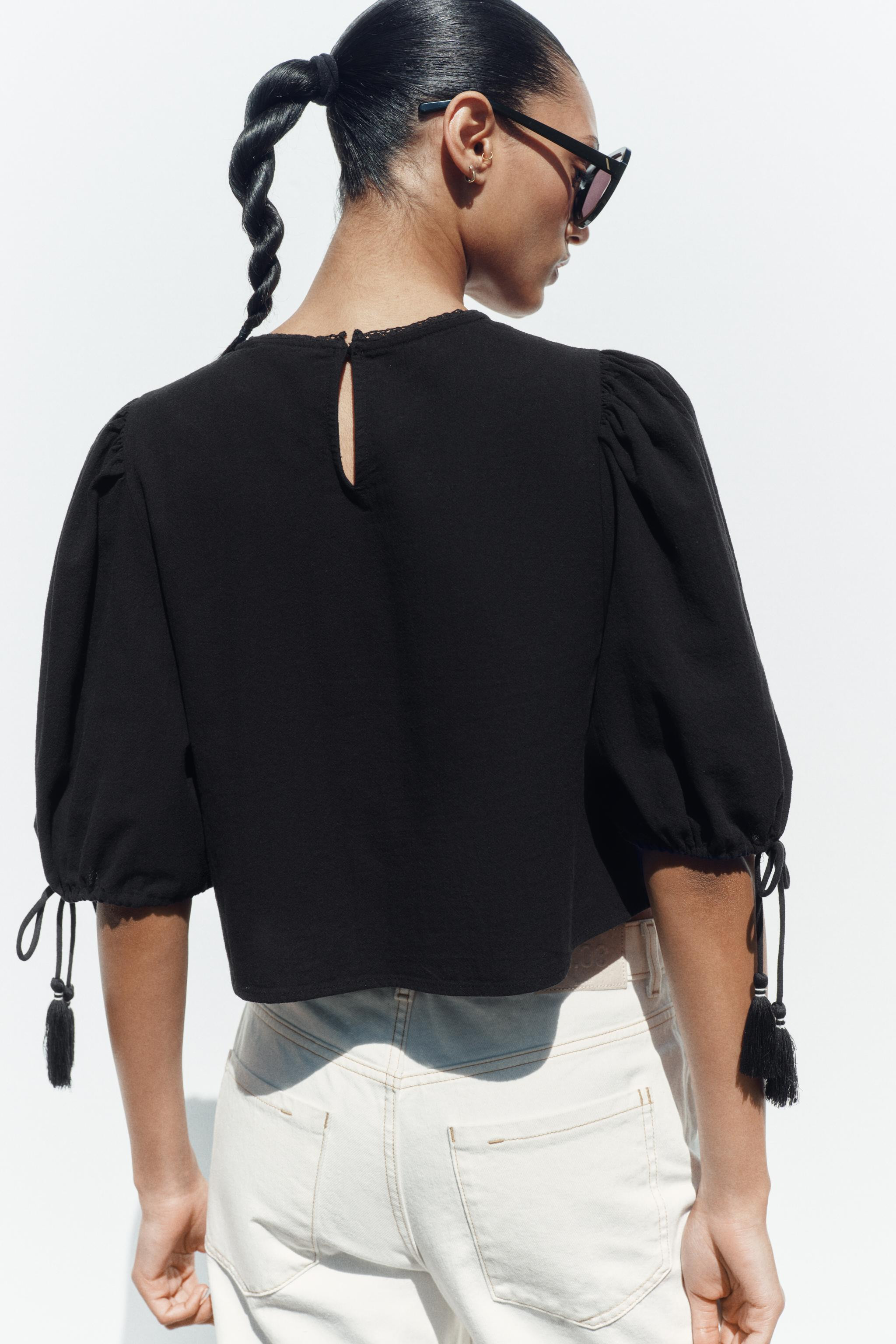 PUFF SLEEVE EMBROIDERED BLOUSE | Zara US