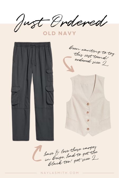 Old Navy order - tailored waistcoat linen vest & black cargo pants (have these in beige and they are so comfy!)

Spring fashion trends, spring outfits, affordable fashion 


#LTKfindsunder50 #LTKstyletip #LTKSeasonal