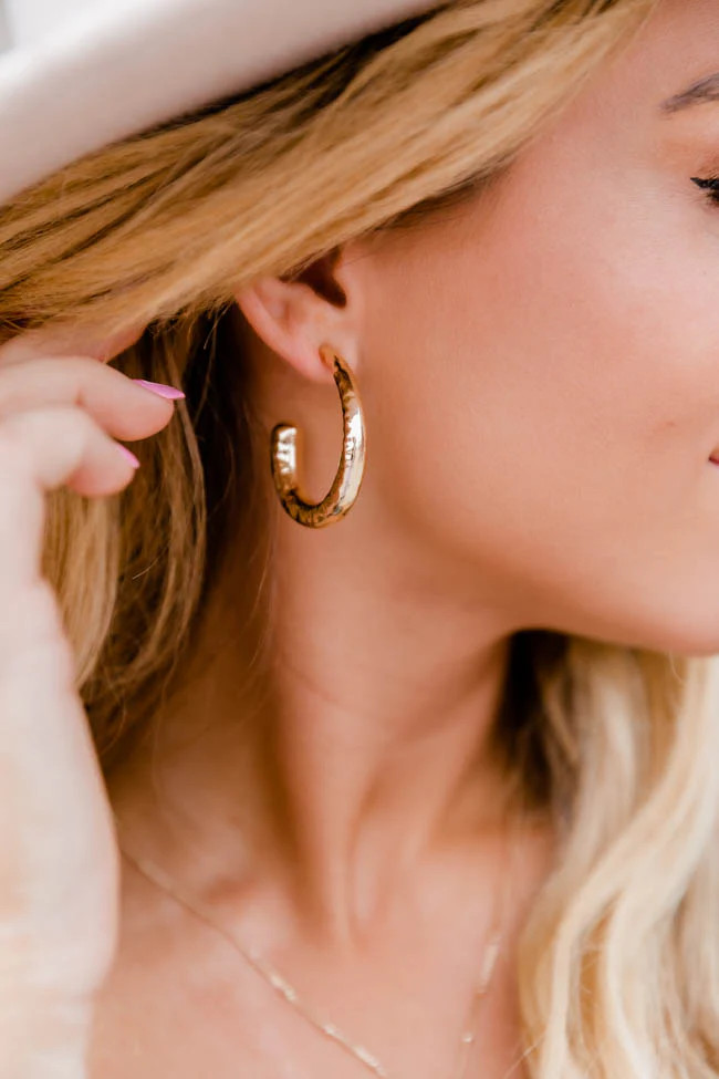 Maybe It's You Hammered Gold Hoop | Pink Lily