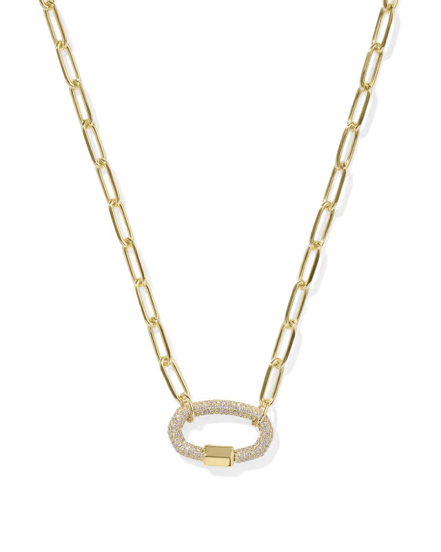 Emery Gold Link and Chain Necklace in White Crystal | Kendra Scott