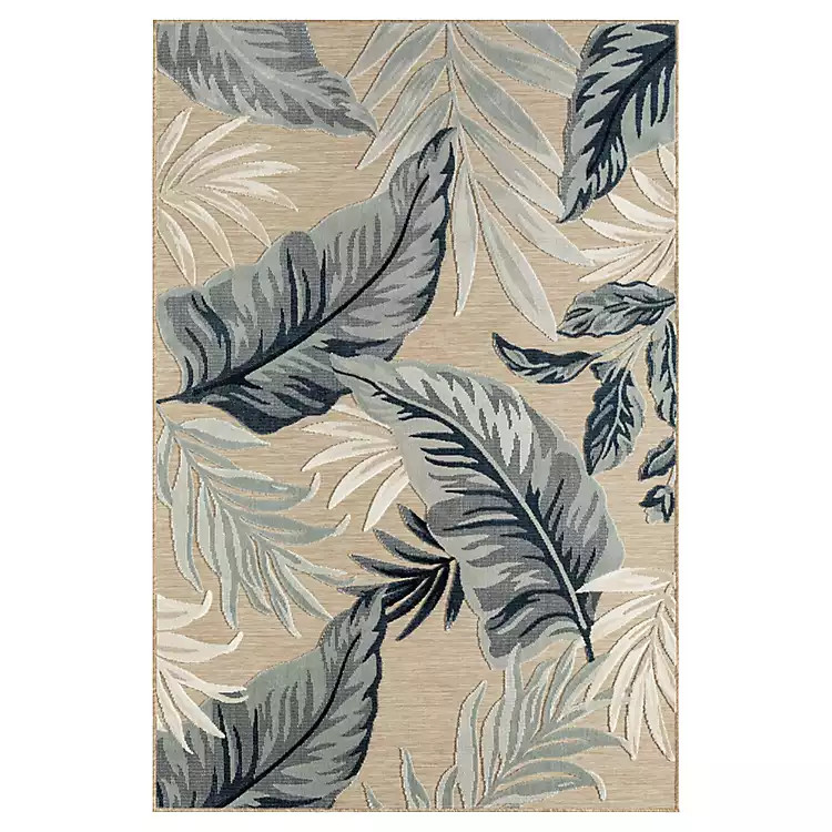 New! Large Print Tropical Leaf Outdoor Area Rug, 7x9 | Kirkland's Home