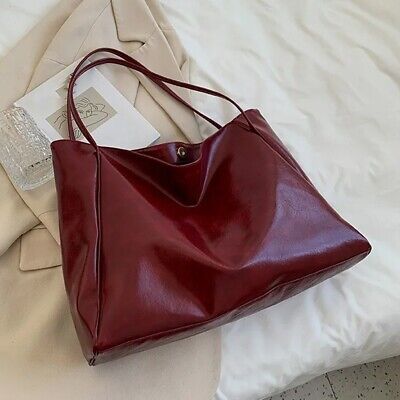 Fashionable Oil Leather Tote Bag for Women Soft Pu Leather Shoulder Bag  | eBay | eBay UK
