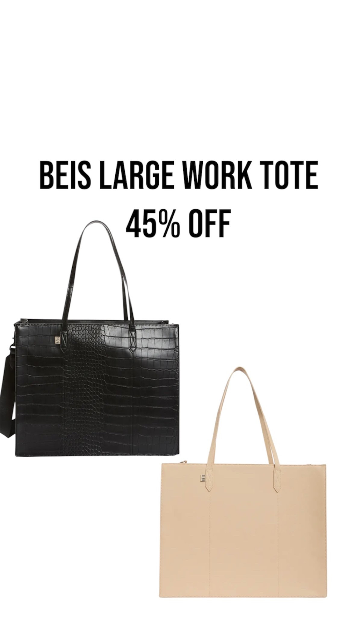 Beis Large Work Tote - 45% off at Nordstrom Rack! Black Croc is sold out on the Beis website. 



#LTKWorkwear #LTKFindsUnder100 #LTKSaleAlert