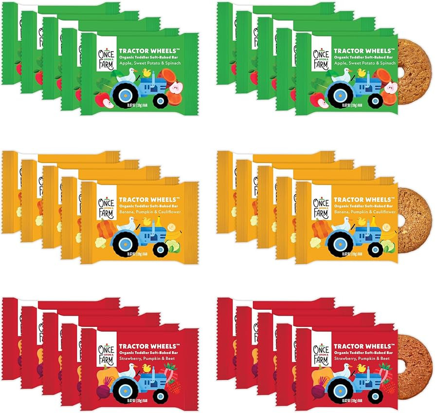 Once Upon a Farm | Organic Toddler Soft-Baked Bar Tractor Wheels Variety Pack | Apple, Strawberry... | Amazon (US)