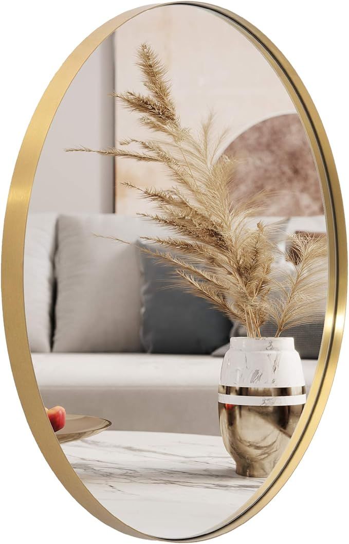 ANDY STAR Oval Gold Mirror, 22x30'' Brushed Gold Oval Mirror for Bathroom, Oval Wall Mirror for B... | Amazon (US)