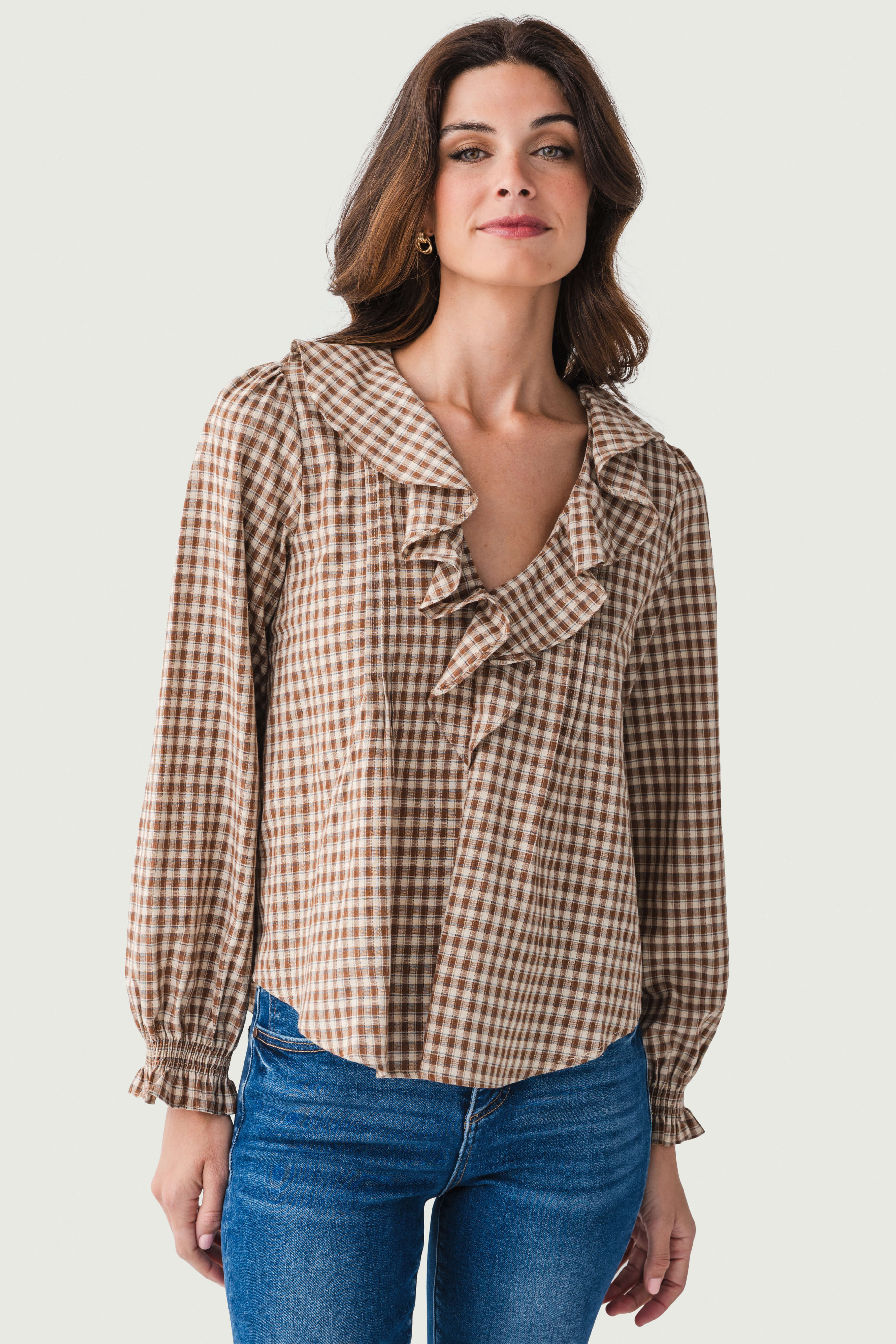 By Together Gingham Ruffle Top | Social Threads