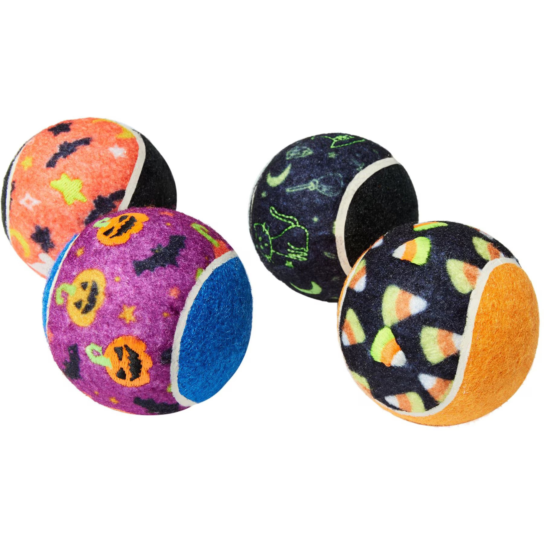 Frisco Halloween Glow in the Dark Fetch Squeaky Tennis Ball Dog Toy, Medium, 4 count | Chewy.com