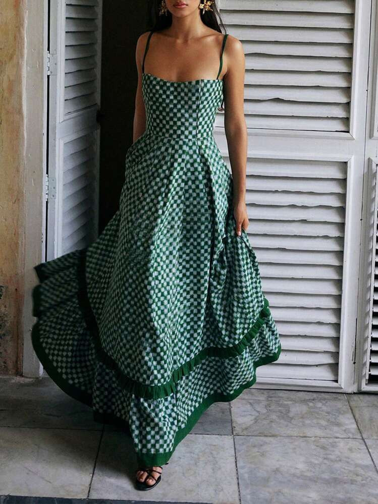 Boho Maxi Dresses For Women Spaghetti Strap Flowy Smocked Long Dress Casual Summer Vacation Beach... | SHEIN