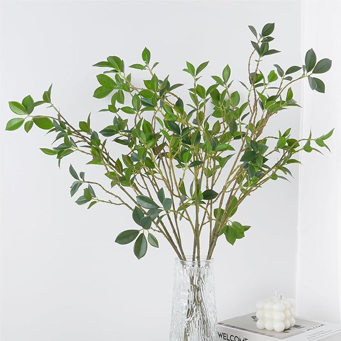 6Pcs Artificial Ficus Branches, 27 Inch Ficus Fake Stems for Floral Arrangement Artificial Greene... | Amazon (US)