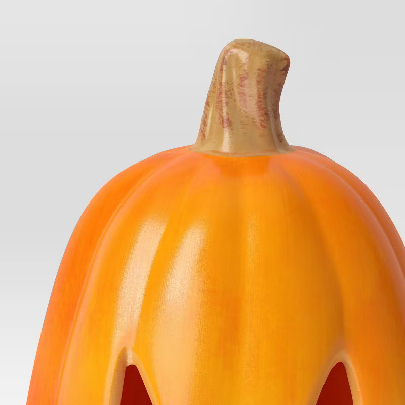 16" Lit Pumpkin with Teeth and Timer Halloween Decorative Prop Orange- Hyde & EEK! Boutique™ | Target