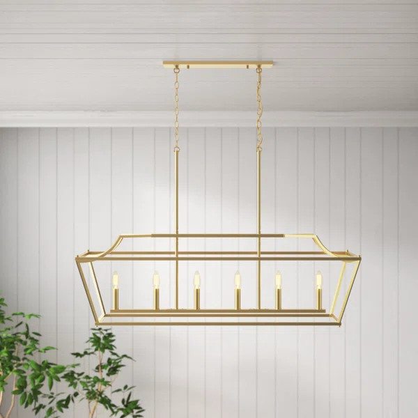 Katharine Kitchen Steel Dimmable Unique / Statement Square / Rectangle Chandelier UL Certified | Wayfair North America