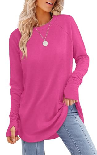 XIEERDUO Pink Shirts for Women Dressy Long Sleeve Going Out Tops for Women Hot Pink L | Amazon (US)