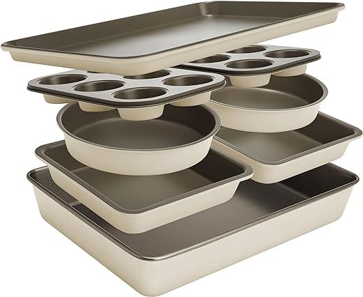 Goodful All-In-One Nonstick Bakeware Set, Stackable and Space Saving Design includes Round and Sq... | Amazon (US)