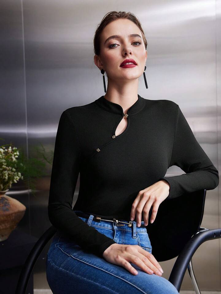 MOTF PREMIUM Viscose-Blend Cheongsam Estilo Top | SHEIN