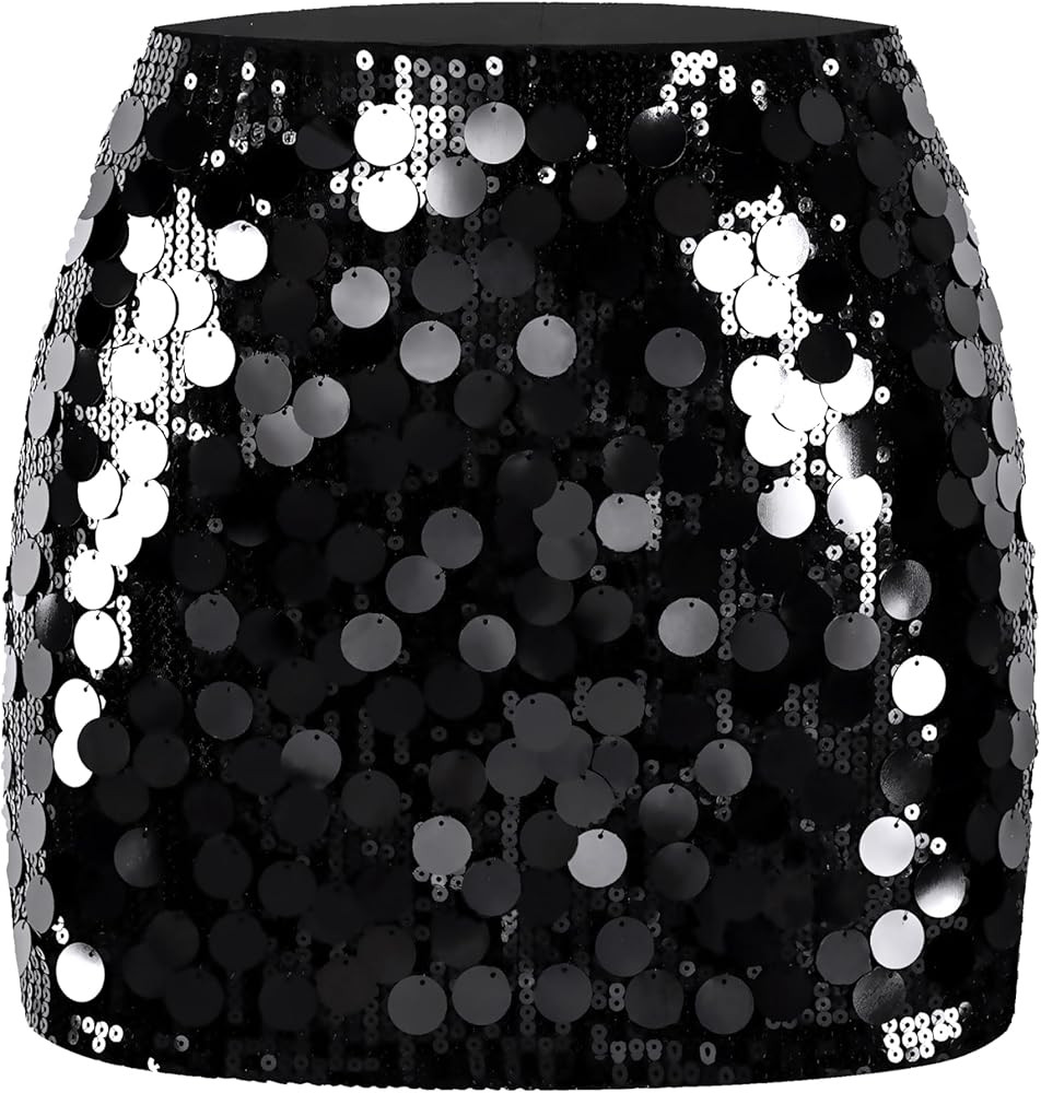MANER Women's Sequin Mini Skirt Sparkle Stretchy Bodycon Night Out Party Skirts | Amazon (US)