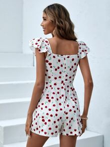 SHEIN VCAY Cherry Print Ruffle Trim Romper SKU: sw2212238766342575(5 Reviews)$12.99$12.34Join for... | SHEIN
