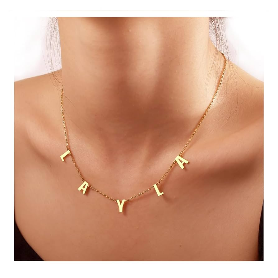 Custom Name Necklace Personalized, 18K Gold Plated Initial Choker Name Necklace Dainty Customize ... | Amazon (US)