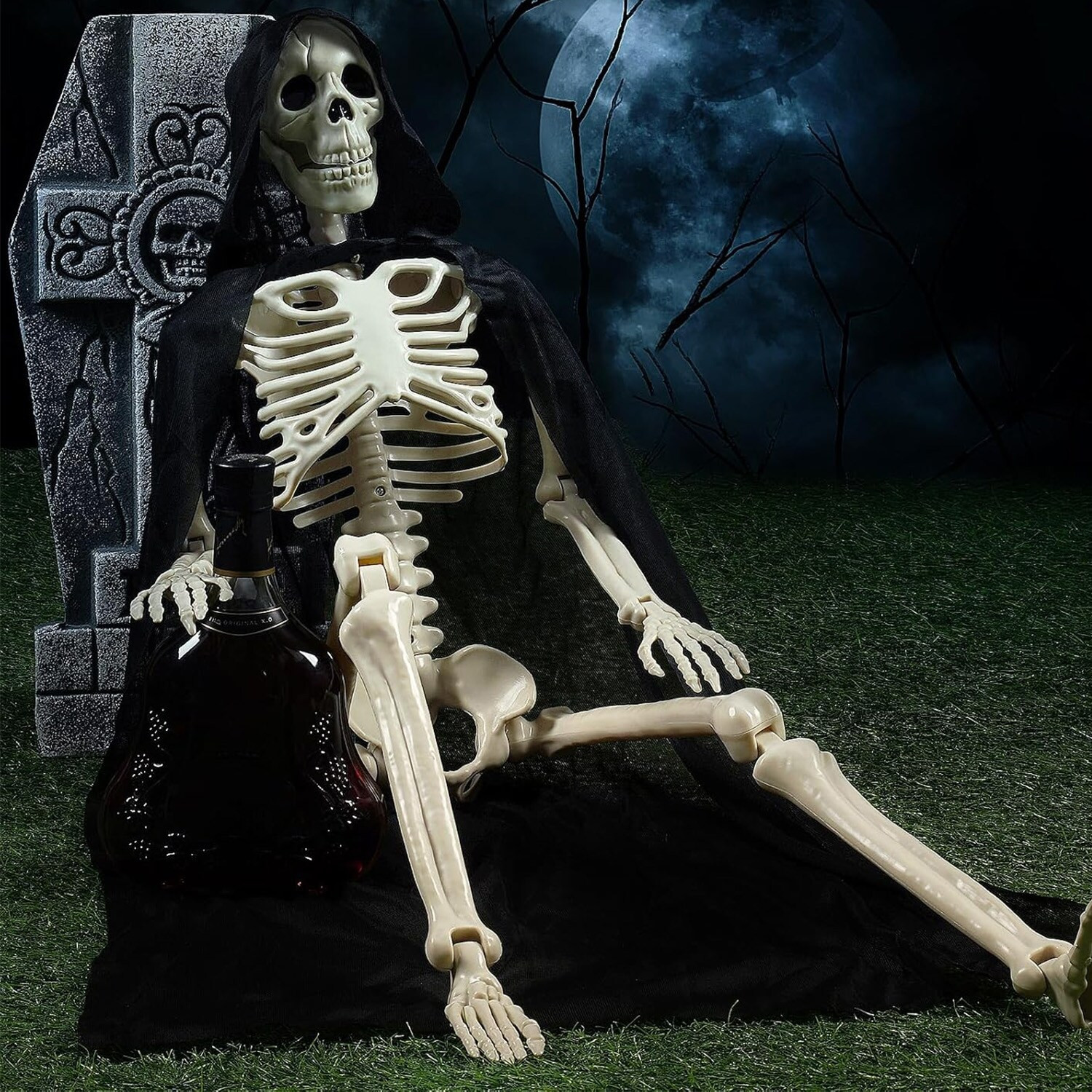 36" Halloween Skeleton Decorations with Cape,Skeleton with Movable Joints | Bed Bath & Beyond