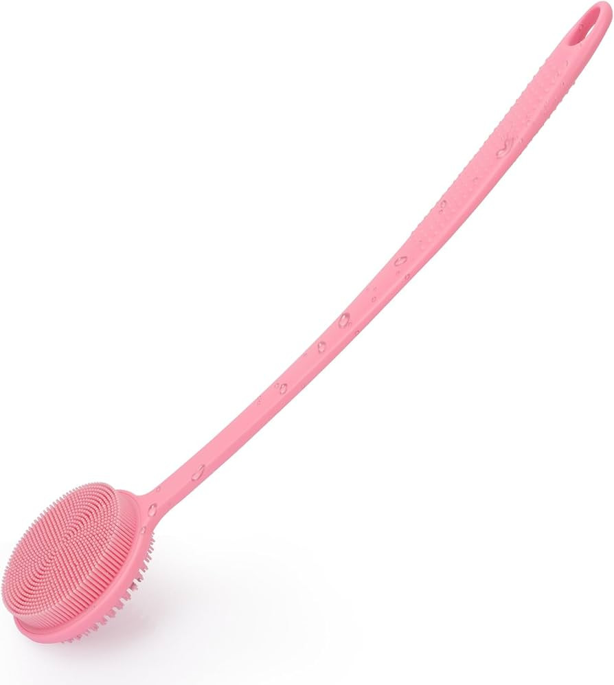 VWMYQ Silicone Back Scrubber for Shower, 17in Lengthen Long Handle Body Brush, Double Sided Showe... | Amazon (US)