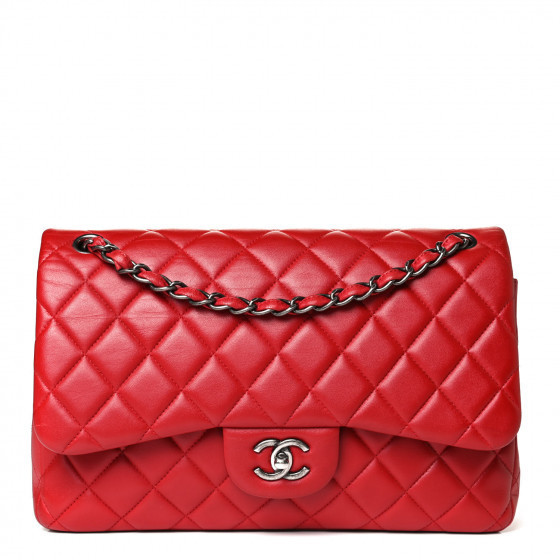 CHANEL Lambskin Quilted Jumbo Double Flap Red | Fashionphile