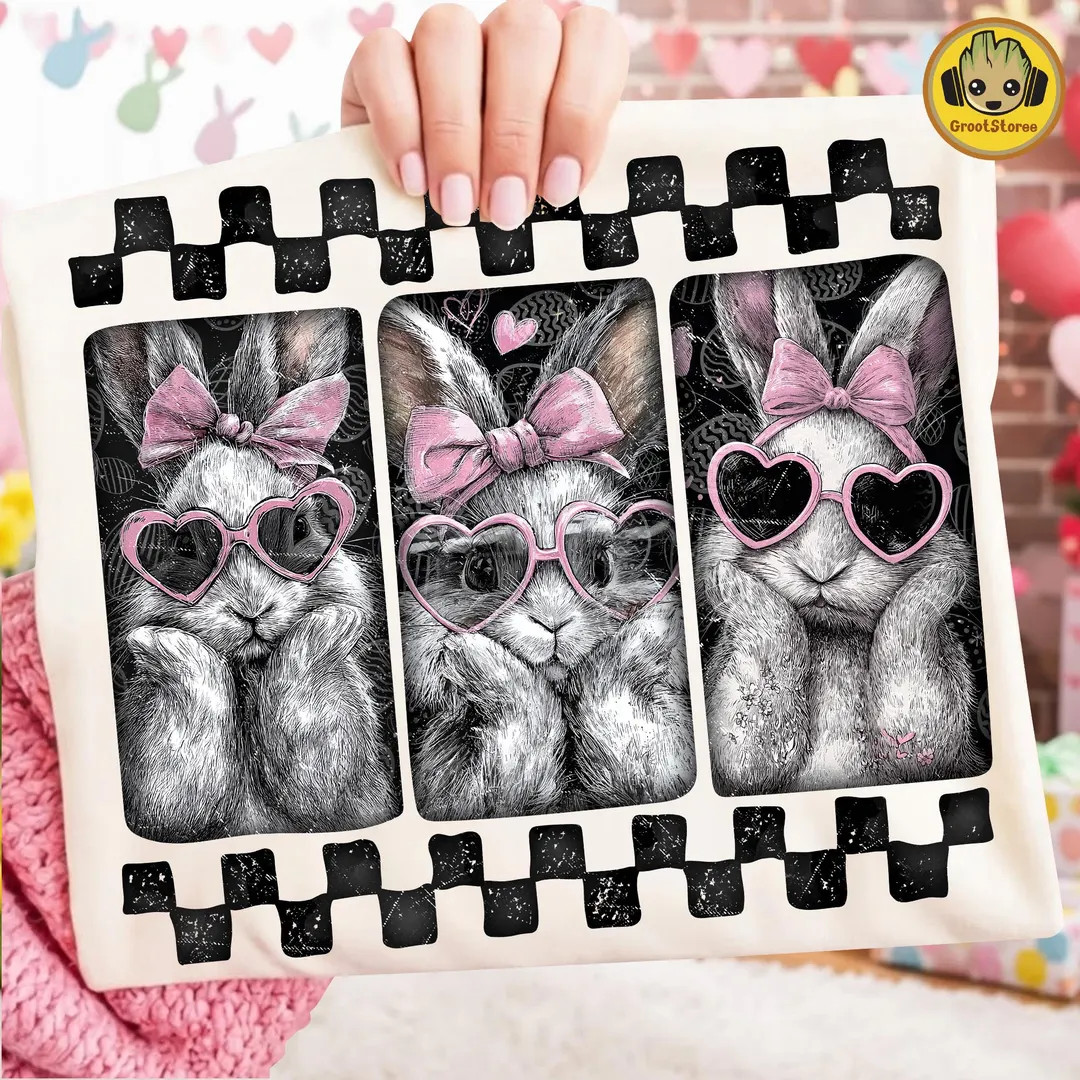 Preppy Easter Bunny PNG, Retro Cute Easter Bunny PNG, Bunny Ears PNG, Halftone Coquette Easter Pn... | Etsy (US)