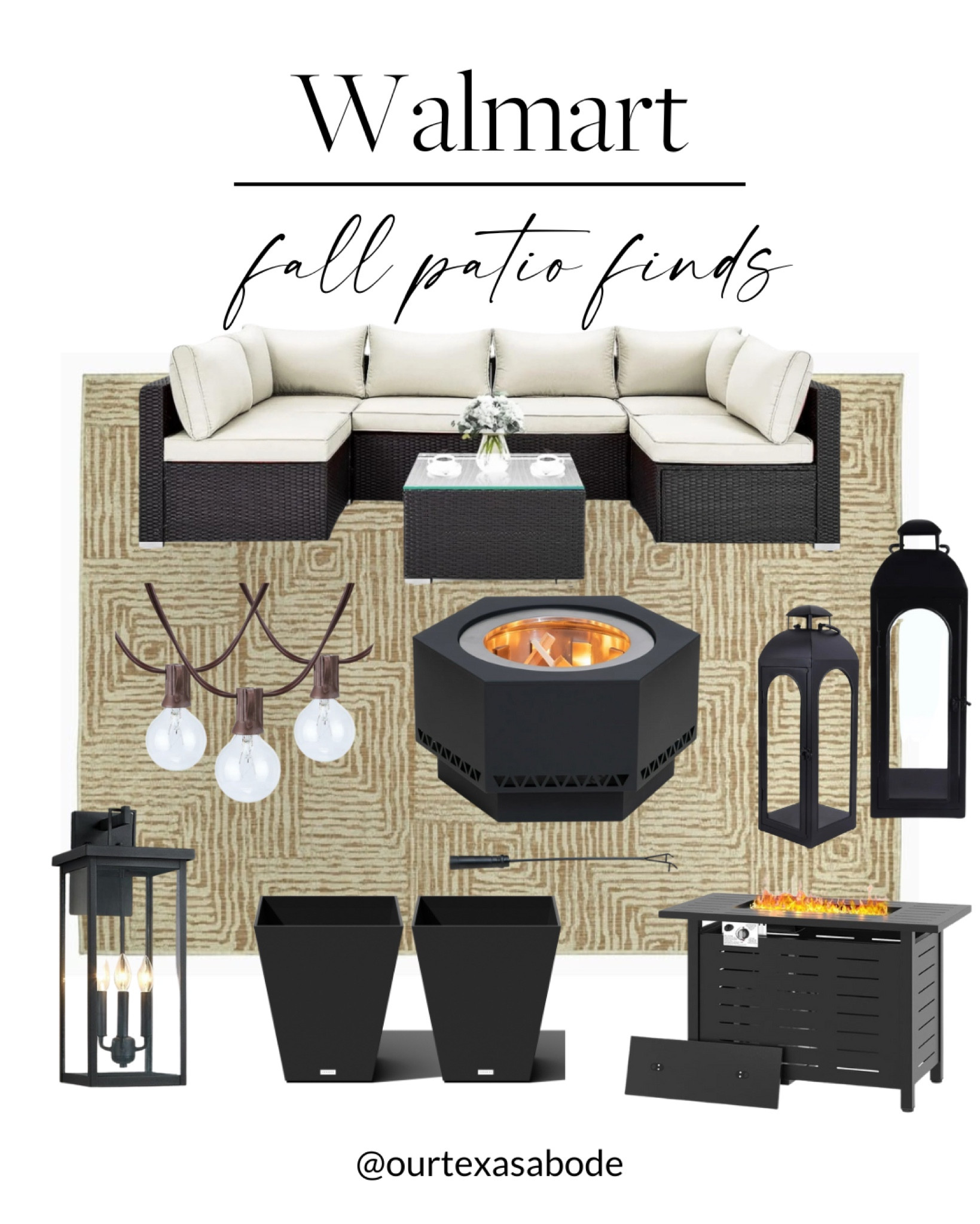 Walmart Fall Patio Finds 🙌🏻🙌🏻

Patio sofa, fire pit, outside sconce, planters, outdoor rugs , outdoor string  lights, fall in Texas 

#LTKHome #LTKStyleTip #LTKSeasonal
