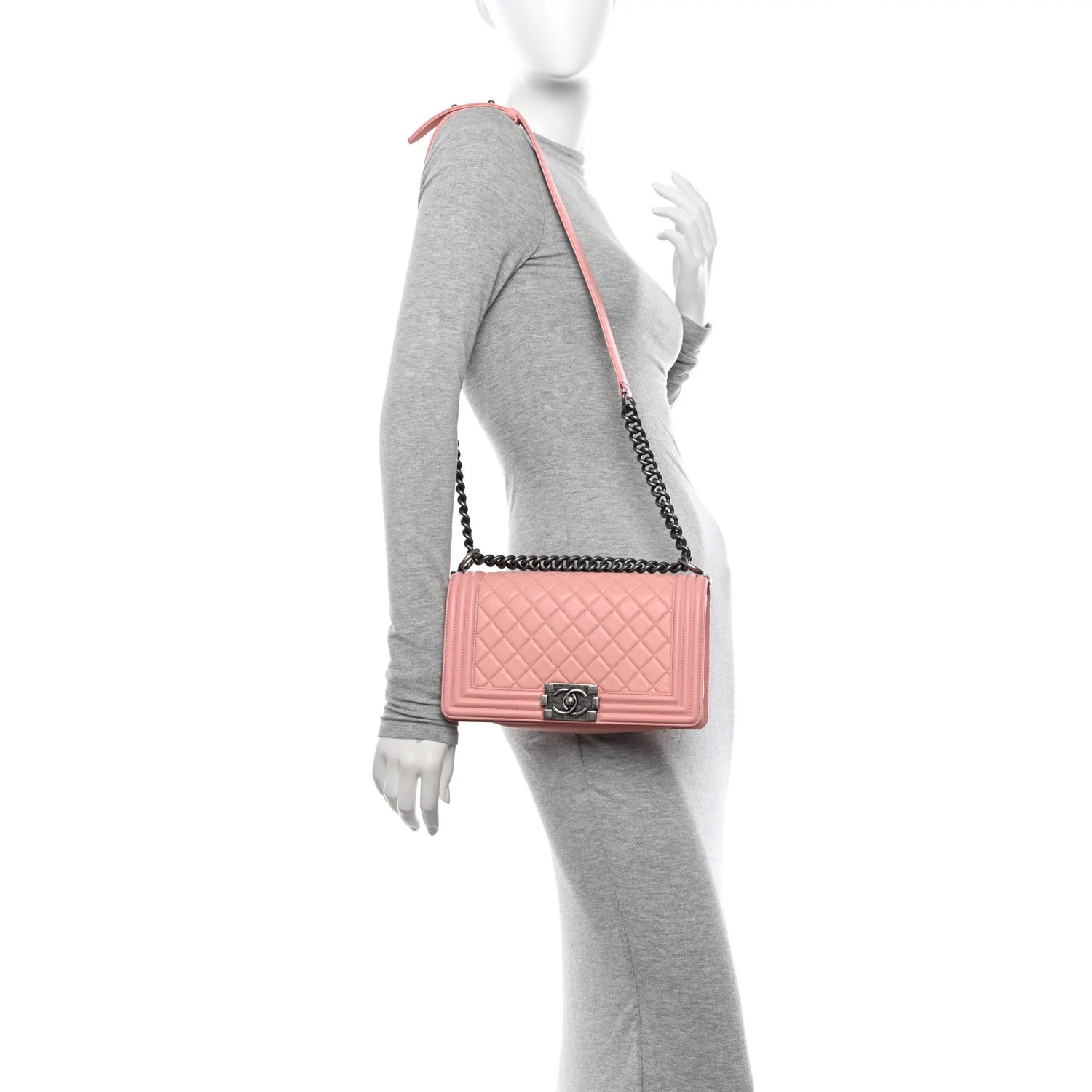 Lambskin Quilted Medium Boy Flap Light Pink | FASHIONPHILE (US)