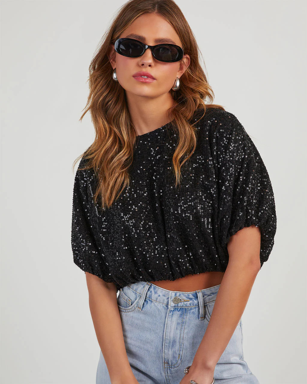 Diva Sequin Bubble Hem Top | VICI