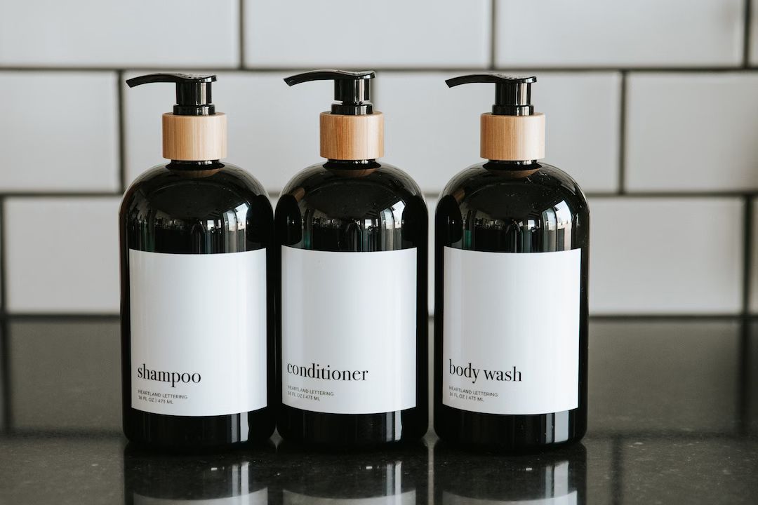 Bamboo Shampoo Bottle Black Shampoo and Conditioner Bottles - Etsy | Etsy (US)
