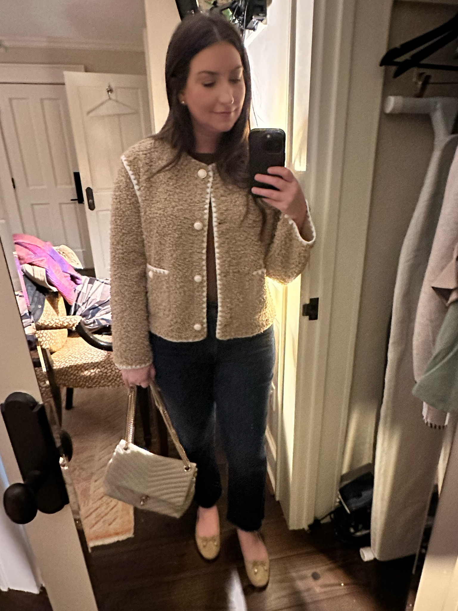 I LOVE this cute & cozy look for everyday. This sweater reminds me of a teddy bear 🧸🤎 The button details are so charming. 

super soft sweater, cardigan, tan jacket, coat, sweater coat, sweater jacket, brown sweater, cropped sweater, cropped cardigan, cropped shirt, cropped jeans, denim, dark jeans, dark denim, straight leg jeans, wide leg jeans, flats, nude flats, ballet flats, tan flats, tan shoes, flat shoes, nude purse, ivory, off white, handbag, shoulder bag

#LTKstyletip #LTKsalealert #LTKworkwear