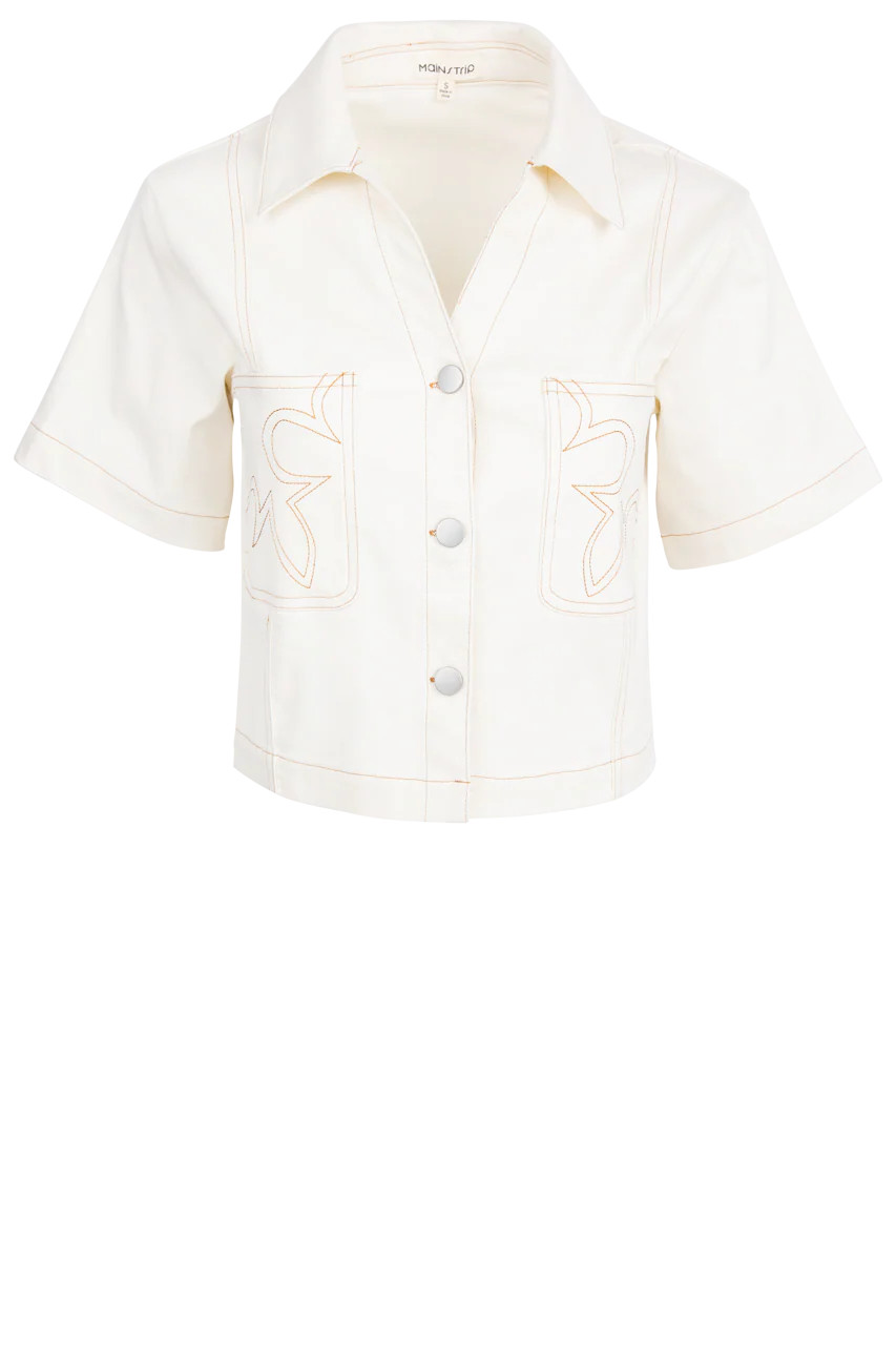Main Strip Neutral Cropped Western Shirt Jacket | Pinto Ranch | Pinto Ranch