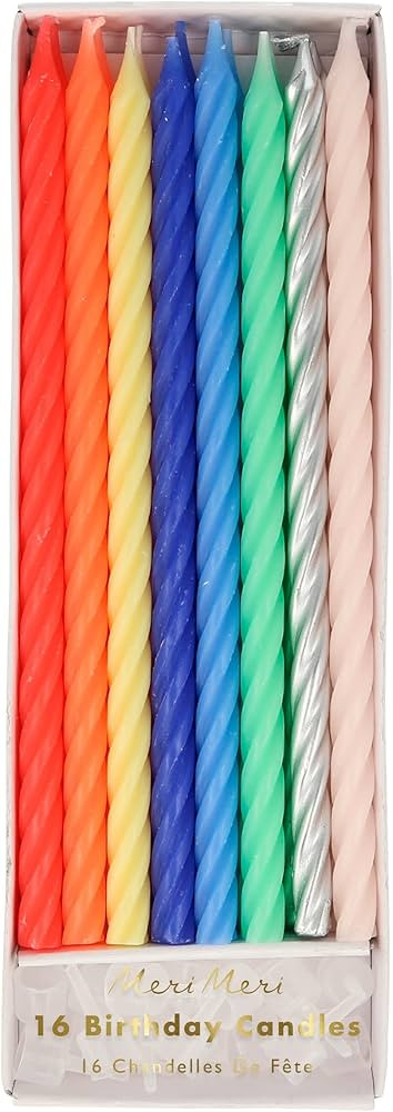 Meri Meri Twisted Long Birthday Candles for Cake (Pack of 16), 7" Tall, Unscented Meri Meri Birth... | Amazon (US)