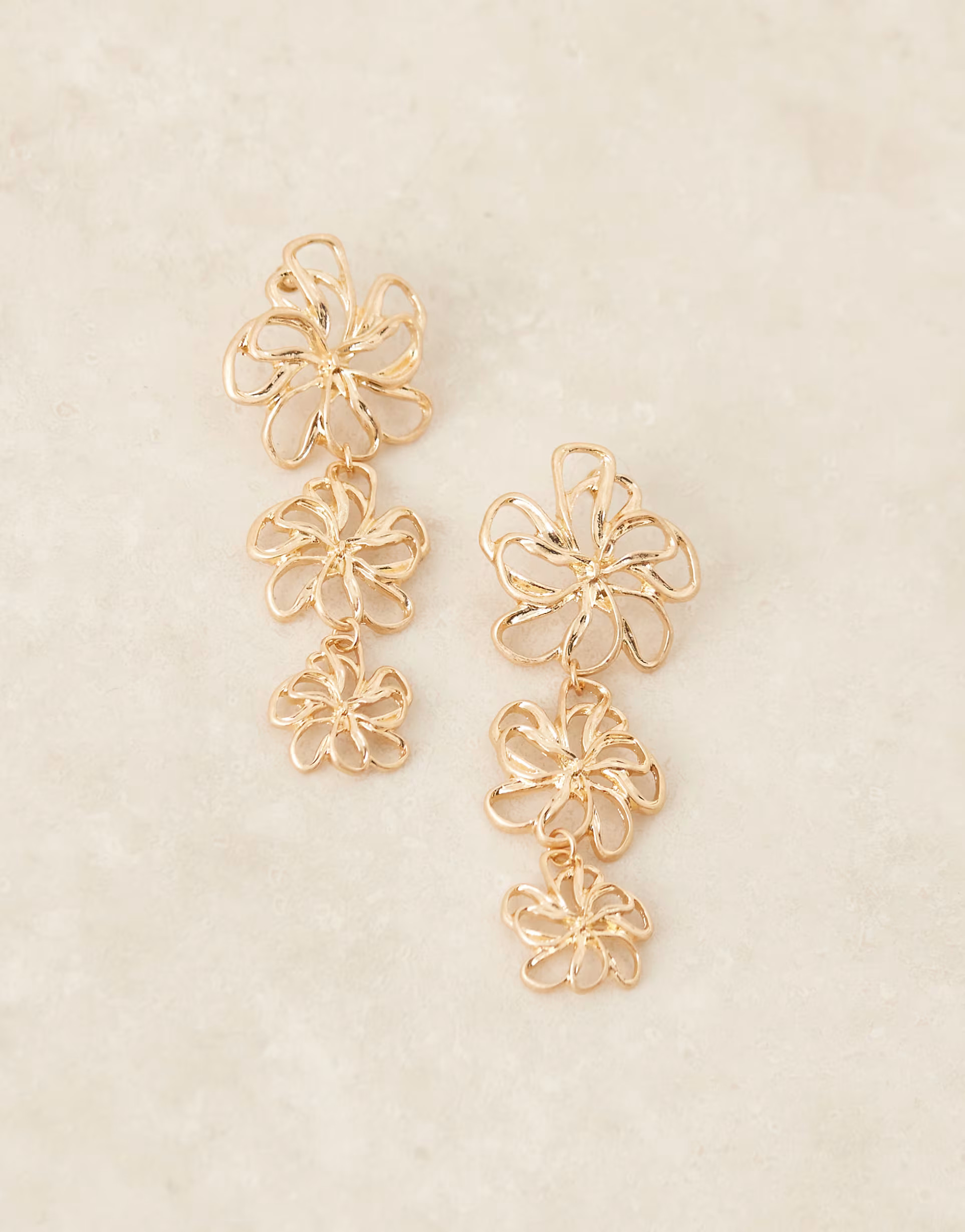 ASOS DESIGN large stud earrings with floral pendants in gold tone | ASOS (Global)