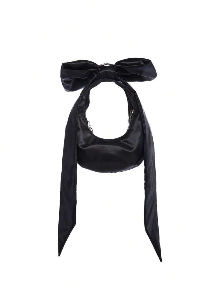 Sweetheart Fugitive Princess Bowknot Handbag With Heart Rhinestones, Ballet Style Shoulder Bag, S... | SHEIN