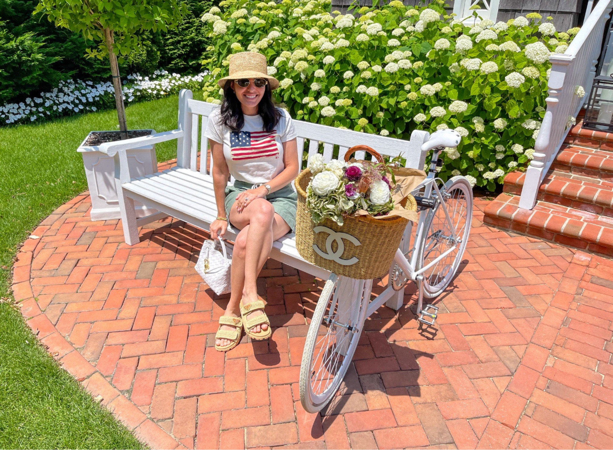 Hamptons style
USA
Flag shirt
Ralph Lauren
Ootd
Chanel
Prada
Raffia sandals
Bucket hat
Raffia hat
Green shorts
Summer style

#LTKFindsUnder100 #LTKFindsUnder50 #LTKStyleTip