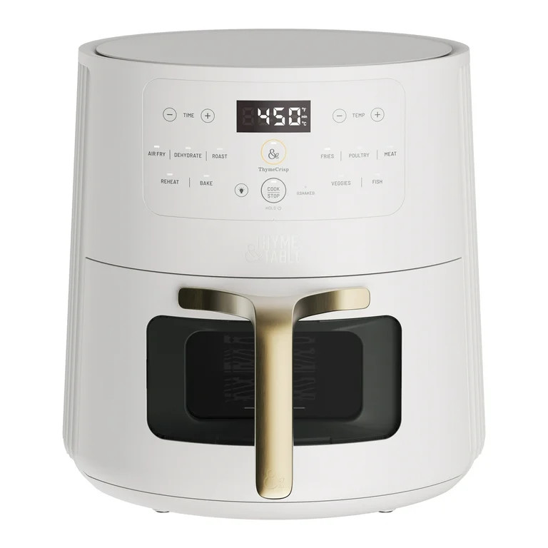 Thyme & Table 6QT Air Fryer, with ThymeCrisp™ and Ceramic-Coated Nonstick Basket, Sand White | Walmart (US)