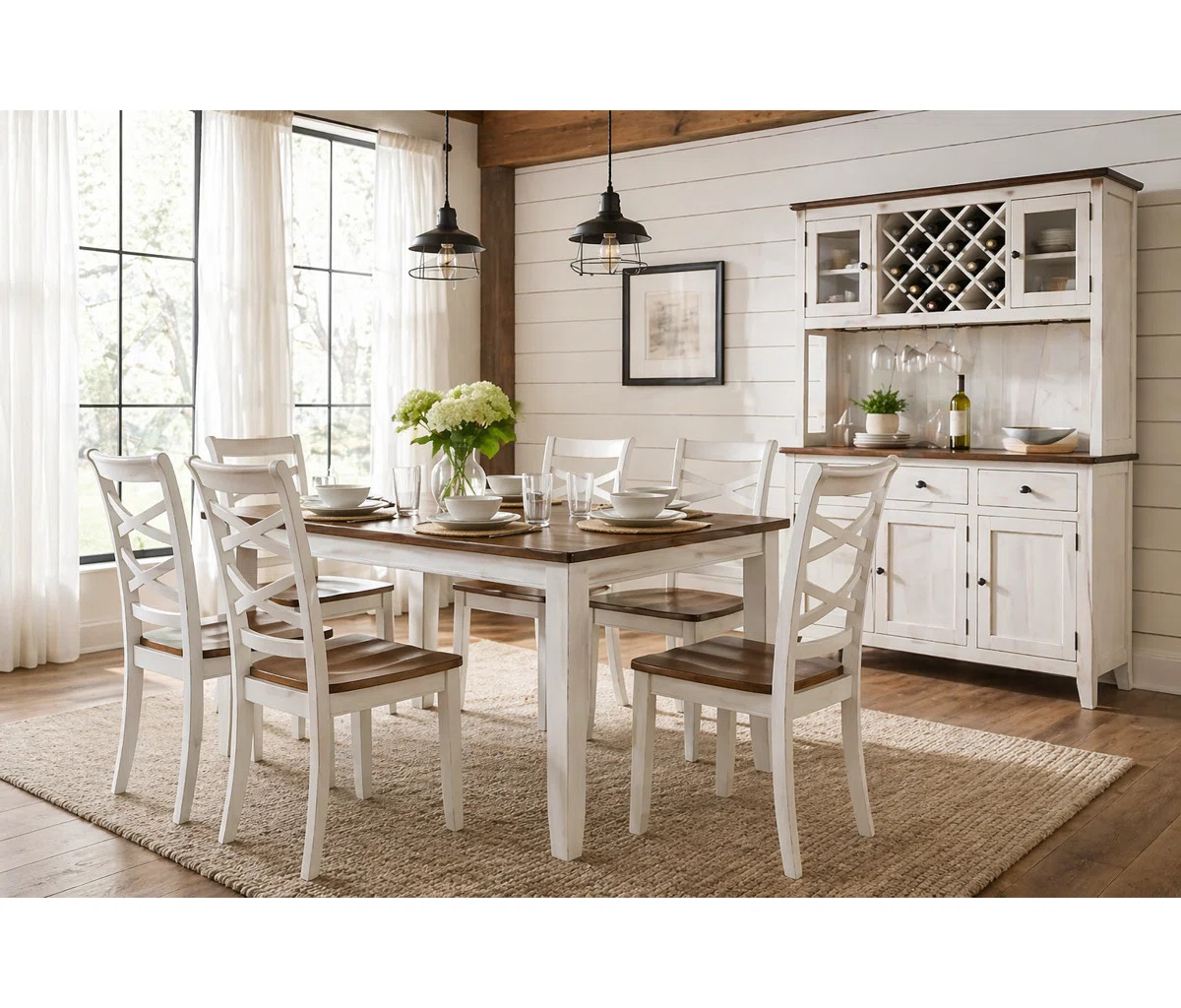 Jordan 7-Piece Dining Set for 6 · Two-Tone Cherry & White · Mango Wood | Wayfair North America