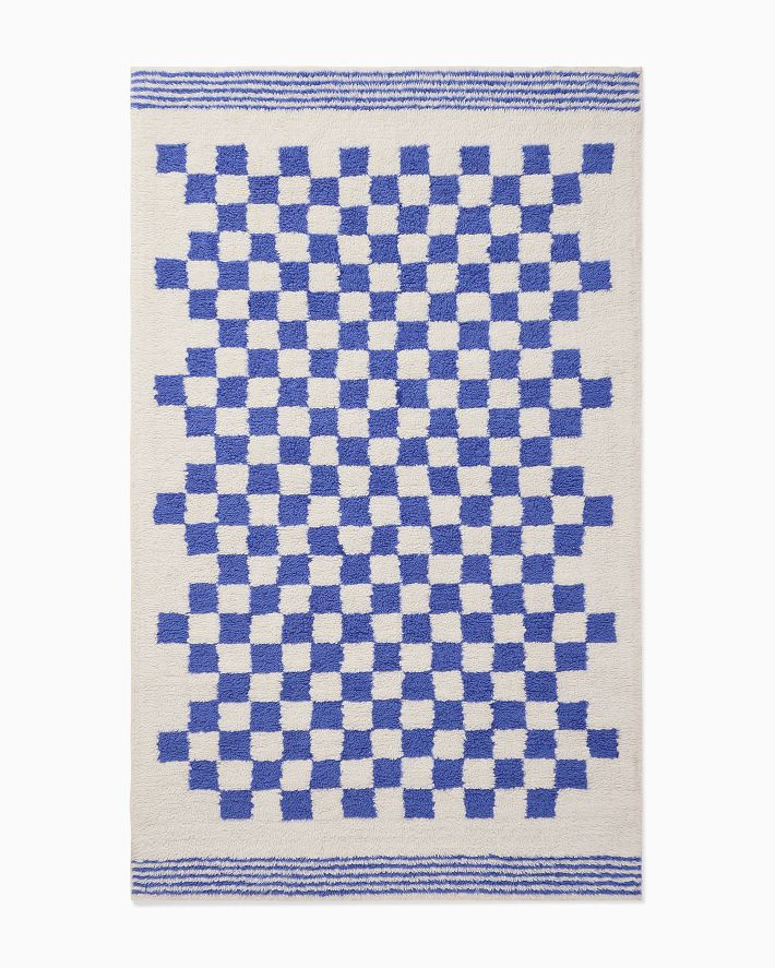 Kids Soft Checkered Shag Washable Rug | West Elm (US)