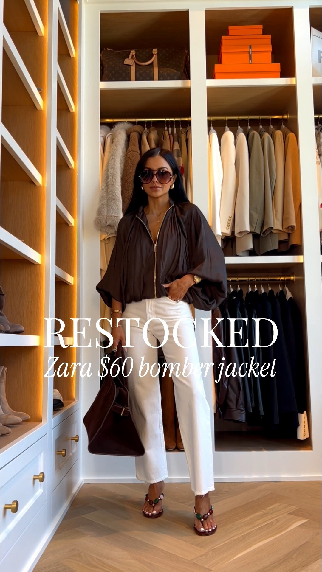Zara spring outfit back in stock!
This brown satin bomber jacket is back and under $60. It’s such a great layering piece for spring and looks so chic with white jeans.

Casual spring outfit, Miamiamine, white jeans white denim, Amazon suede bag, Amazon sandals, best Amazon sunglasses 

#LTKPetite #LTKootd #LTKmomlife