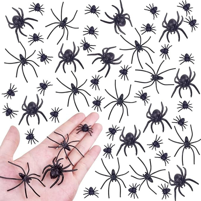 KOMIDK 100 Pieces Plastic Spider 3 Sizes Spider Toys Black Fake Spiders Fake Spider for Halloween... | Amazon (US)