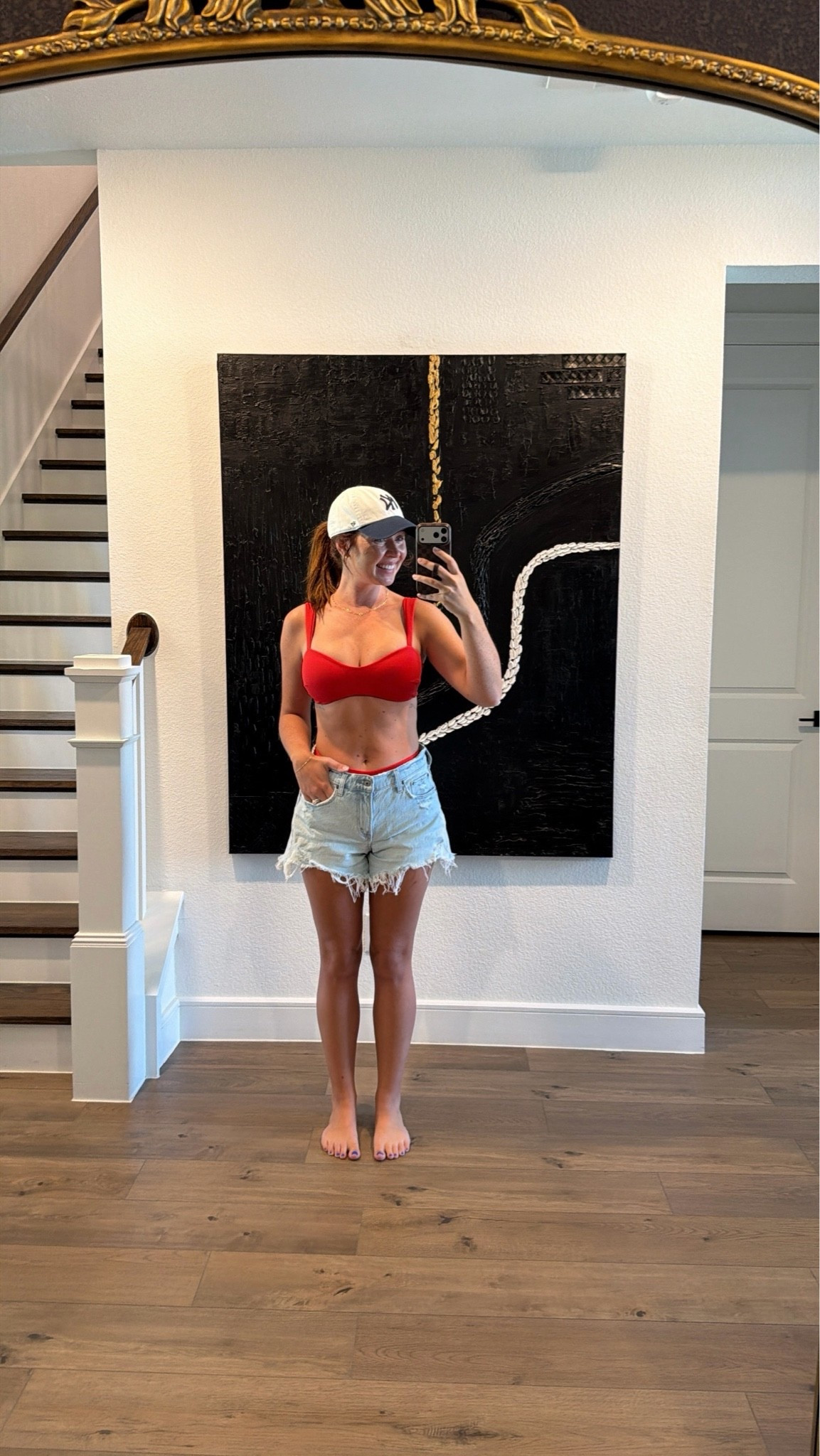 Happy 4th 🇺🇸 

swimsuit - large top, medium bottoms 
shorts - size 28 but need a 27 bc they stretch out

#LTKootd #LTKSwim